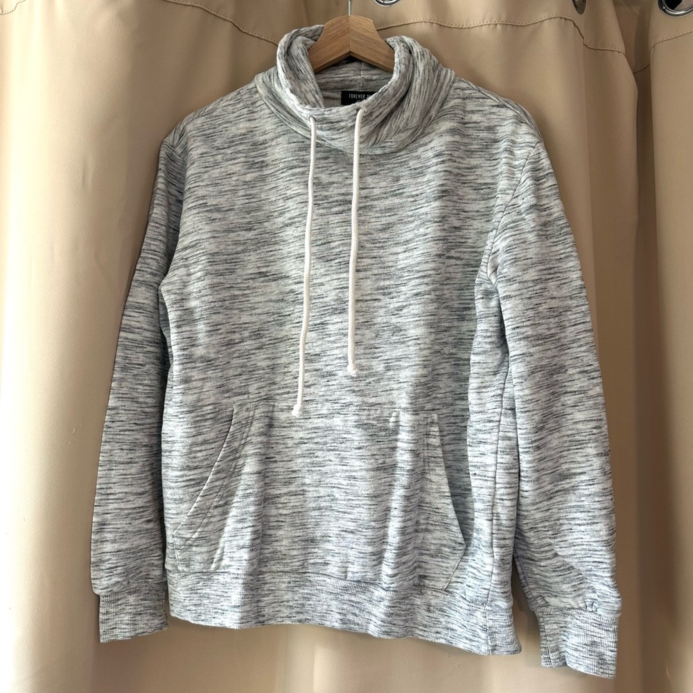 Forever 21 Gray Drawstring Cowl Neck/Turtleneck Sweater Men’s Small